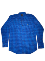 Camisa Hombre Casual Cuadros Azul