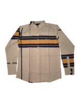 Camisa Hombre Casual Rayas Cafe Amarillo