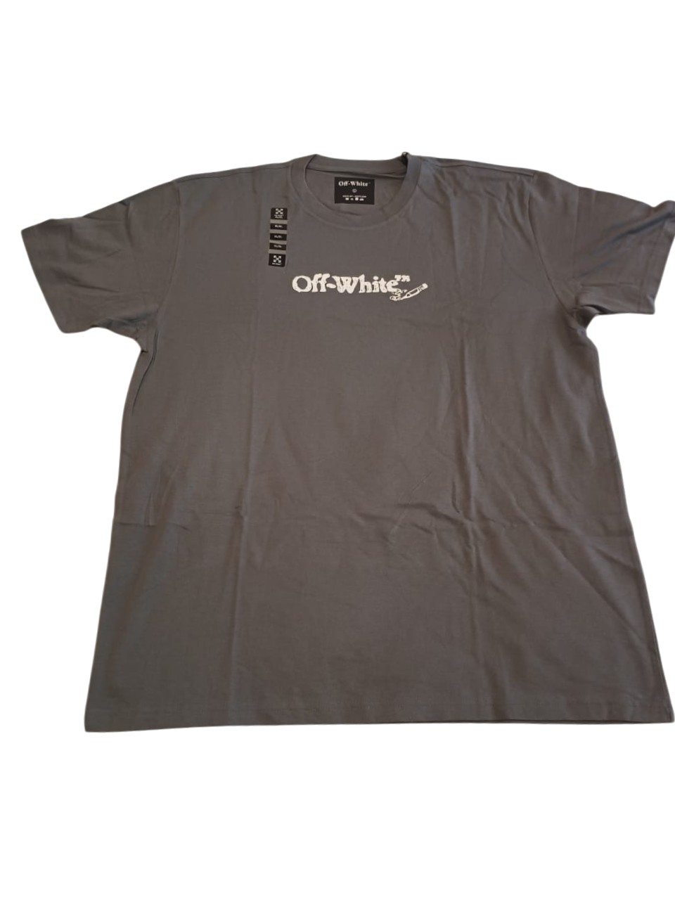 offwhite gris frente Playera Cuello Redondo Caballero - Image 1